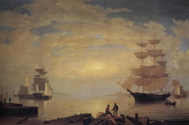 Fitz Hugh Lane Gloucester Harbor at Sunrise oil painting image